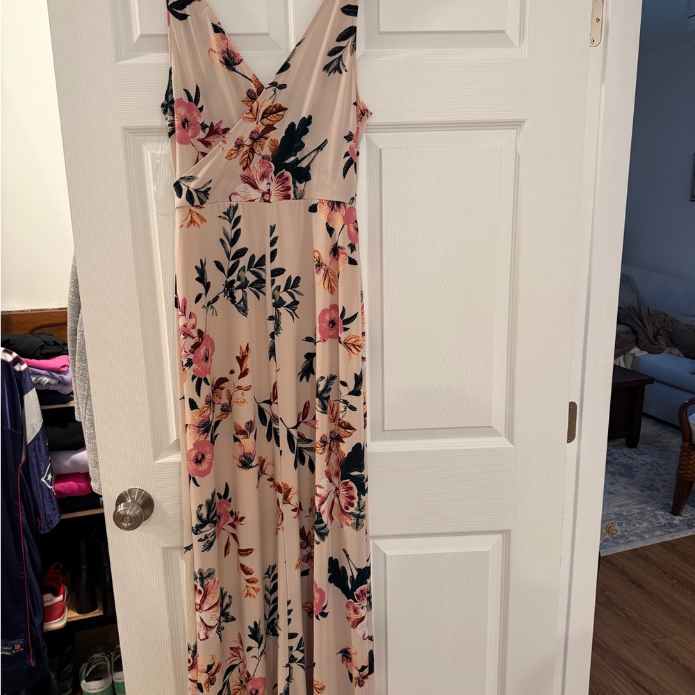 Impressions Pink and Cream Floral Maxi Dress